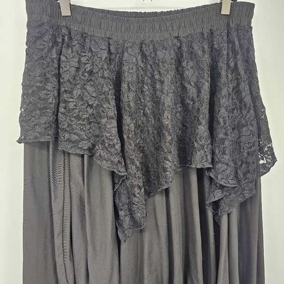 ROMWE Black Lace Asymmetrical Hi-Low Skirt Plus Size 2XL • Gothic Boho - Picture 4 of 6